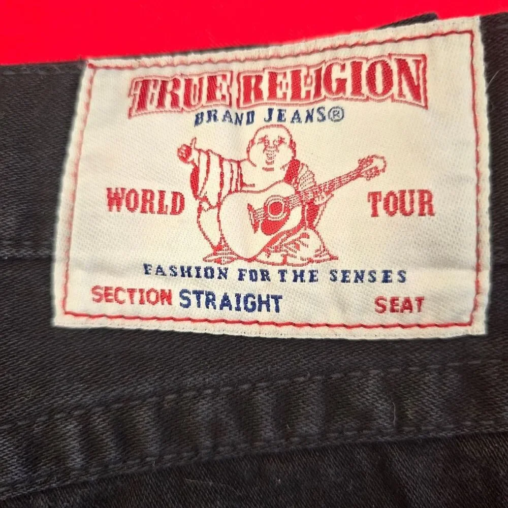 True Religion Black Jeans with Signature Pocket Stitching